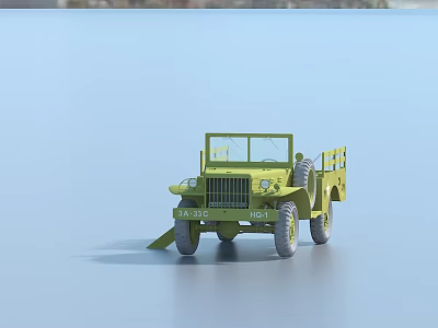 Green Military Style Utility Vehicle With Open Cab Large Tires And Cargo Bed 3d model