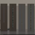 Modern Interior Columns With Dark Wood Finish And Green Glass Inlays In Minimalist Space