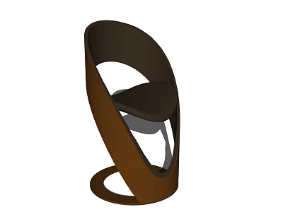 Brown Modern Single Chair With Unique Curved Design And Sleek Contemporary Style 3d model