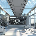 Villa Balcony With Glass Walls White Chairs And Lush Greenery