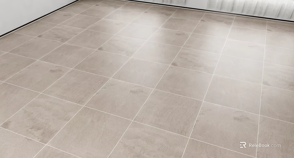 Light Brown Floor Tiles In Modern Interior Space 3d model