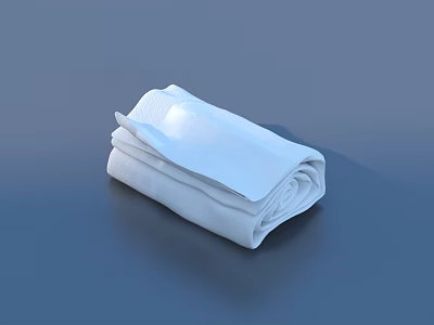 Soft White Folded Linen Towel Ideal For Daily Household Use 3d model