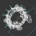 Futuristic Car Mechanical Structure With Circular Design And Blue Halo Rings