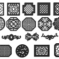 Chinese-style openwork window carved openwork window pane carved corner flower corner flower carved corner line 3d model