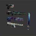 Futuristic Weapons Collection Featuring Various Gun Rifle And Sword Designs