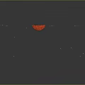 Red Circular Organ With Blue Center And Hair Like Green Lines On Gray Background