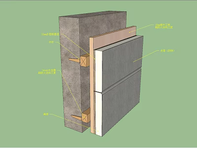 Building Wall Structure Featuring Waterproof Insulation And Structural Layers In Section View 3d model