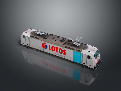 Modern Electric Train With LOTOS Logo And Pantograph On Top Design Features 3d model