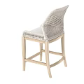 Woven Wicker Bar Stool With Light Gray Cushion And Wooden Frame