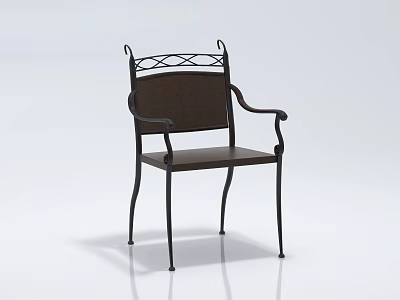 Sleek Leisure Chair With Metal Frame Cross Design Backrest Armrests And Dark Seat 3d model