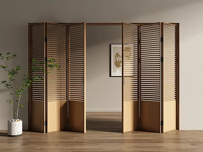 Middle ancient style folding door shutter folding door folding door solid wood folding door 3d model