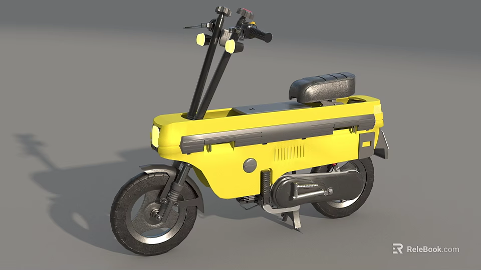 Yellow Modern Motorcycle With Black Seat And Sleek Body Design 3d model 