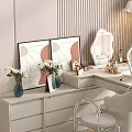 Modern Vanity Table Interior Design With Drawers Mirror White Chair And Window View 3d model