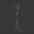 Medieval Metal Tower Structure With Grid Top And Cross Base Stand
