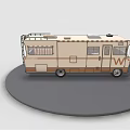 Beige Brown Camper Van with Roof Rack Side Windows on Circular Platform 3d model