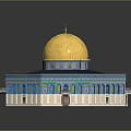 Octagonal Architectural Structure With Golden Dome Blue Decorations And Colorful Mosaic Tiles
