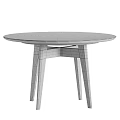 Round Wooden Dining Table Featuring Simple Design Natural Wood Color and Three Legs