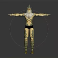 Fantasy Horned Character With Long Beard And Intricate Tattoos Arms Outstretched