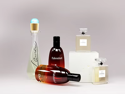 Elegant Perfume Bottles Cosmetics Collection With Various Design Shapes And Colors 3d model