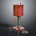 Red Metal Barrel Equipment With Base Stand Tripod Microphone Red Box And Camera Gear