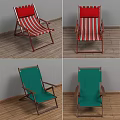 Foldable Lounge Chair Featuring Red Striped Green Canvas And Metal Frame For Outdoor Use