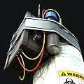 DIY Device Assembled With 12V Batteries Blue Cap Bottle Warning Label And Colored Wires