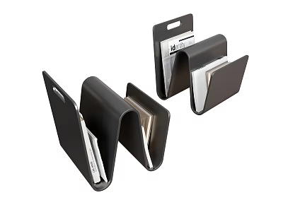 Modern Black Desktop Card Storage Shelf With Open Design And Organizer Compartments 3d model