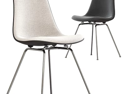 Modern Leisure Chairs With Fabric And Leather Upholstery On Sleek Metal Legs 3d model
