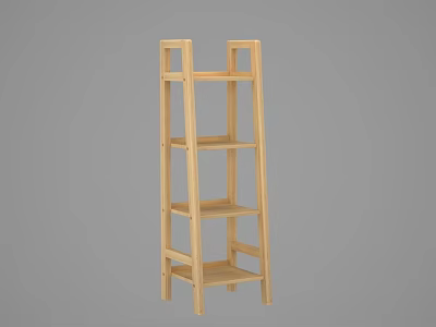 Natural Wooden Open Shelving Unit With Multiple Storage Tiers And Simple Design 3d model