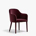 Stylish Burgundy Velvet Leisure Chair With Modern Armrests And Wooden Legs