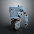 Blue Robot With Mechanical Arm Large Wheel Claw And Spring Design Details 3d model