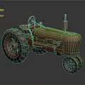 Vintage Orange Tractor With Large Wheels Steering Wheel And Mechanical Parts