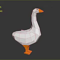 Low Poly Goose Sculpture with White Body Orange Beak and Feet Artistic Decorative Piece