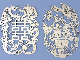 Chinese Happy Character Paper-cut Carved Hollow Carved 3d model