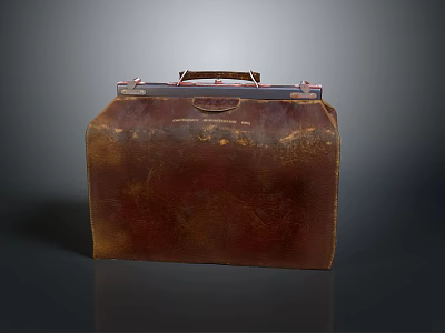 Vintage Brown Leather Suitcase With Worn Texture And Classic Handle Design 3d model
