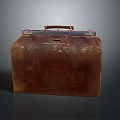 Vintage Brown Leather Suitcase With Worn Texture And Classic Handle Design 3d model