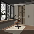 Windowsill Desk Chair Combination 3d model