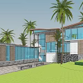 Modern Detached Villa With Palm Trees Beach And Ocean View