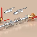 Industrial Pipe Valves And Fittings With Brass Stainless Steel And Red Handles