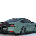 Light Green Modified Ford Mustang Sports Car With Black Stripes And Sporty Wheels