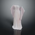 Elegant Strapless White Dress With Pink Sleeves And Floral Skirt Patterns