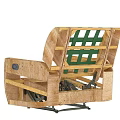 Single Sofa With Wooden Frame And Green Grid Support Exposed Internal Structure 3d model