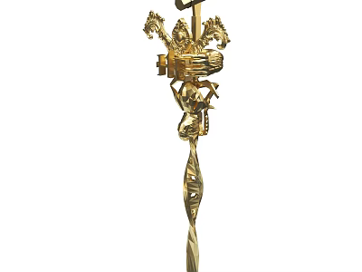 Ornate Golden Decorative Staff With Intricate Carvings And Detailed Artistic Design 3d model