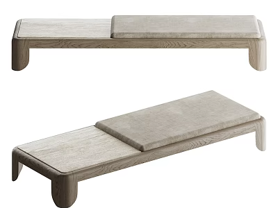 Minimalist Wooden Bench Design With Cushioned Seat And Simple Legs 3d model