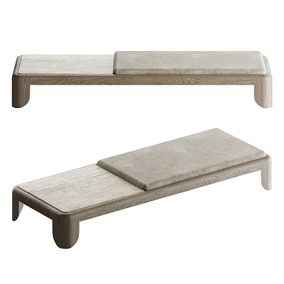 Minimalist Wooden Bench Design With Cushioned Seat And Simple Legs 3d model