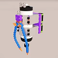 Colorful Mechanical Structure With Purple White Blue Orange Components And Silver Top Parts