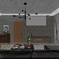 Modern Industrial Open Plan Living And Dining Room With Cozy Sofa And Exposed Brick Wall