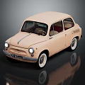 Vintage Beige Classic Car With Two Door Design White Wheels And Retro Style