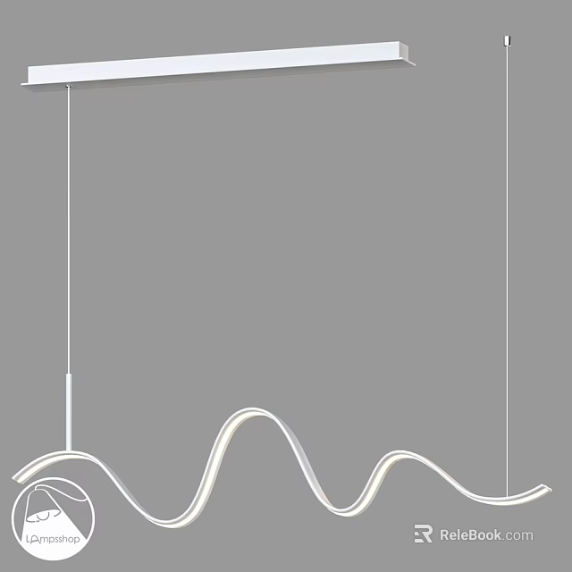 Modern Curved Chandelier With Wavy Lines For Contemporary Interior Decoration 3d model 