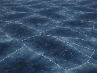 Natural Scenic Cracked Ice Surface With Deep Blue Color And Texture 3d model